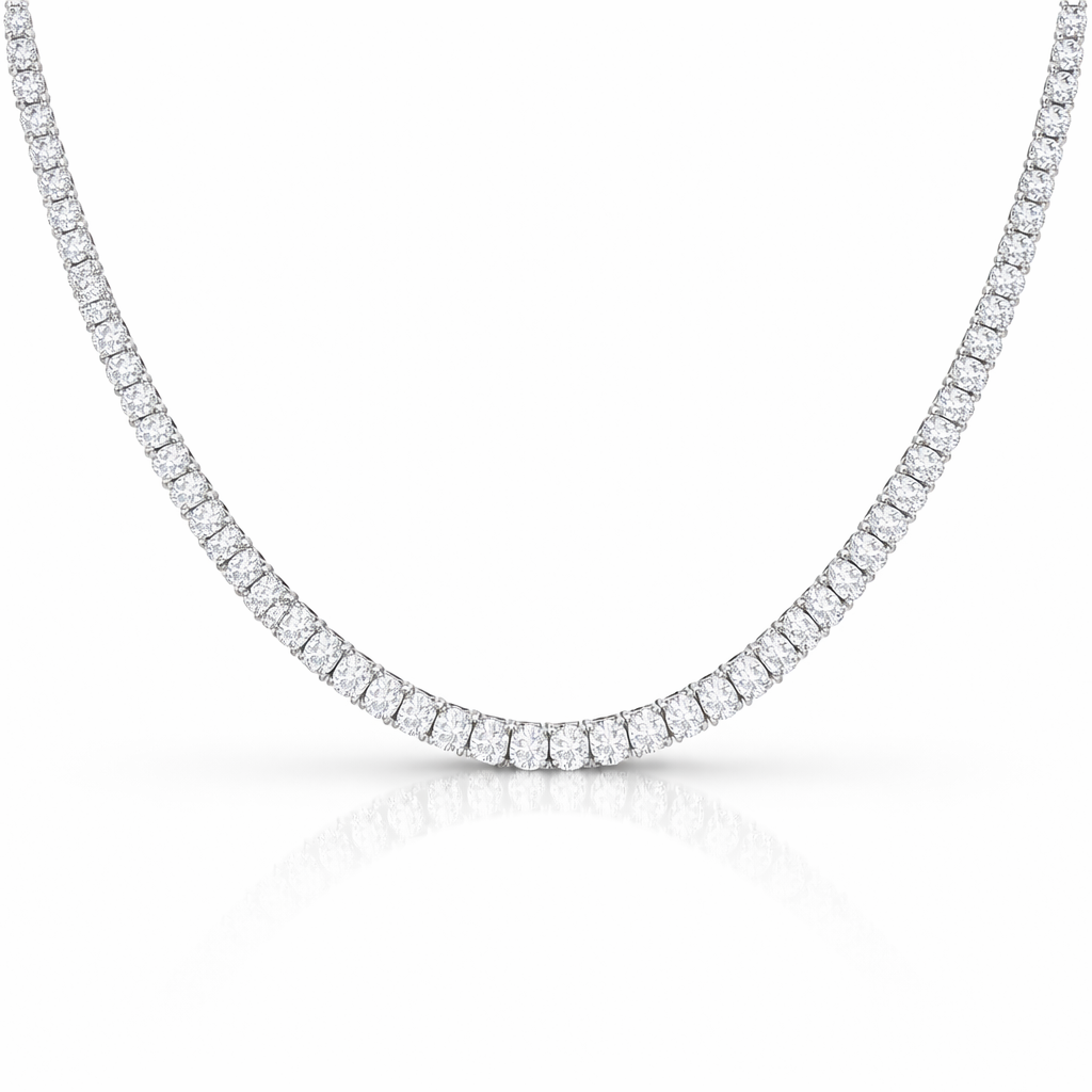 2.31CT Round Cut Diamond 4 Prong Tennis Necklace 14K Gold