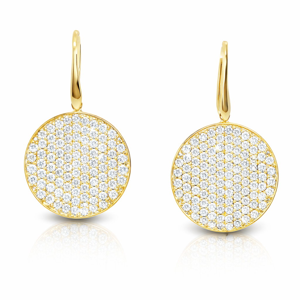 5.21CT Diamond Disc Earring 14k Yellow Gold