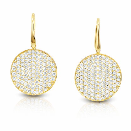 5.21CT Diamond Disc Earring 14k Yellow Gold