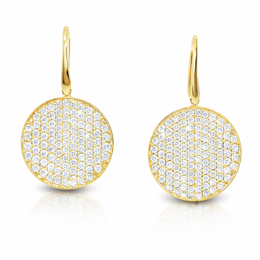 5.21CT Diamond Disc Earring 14k Yellow Gold