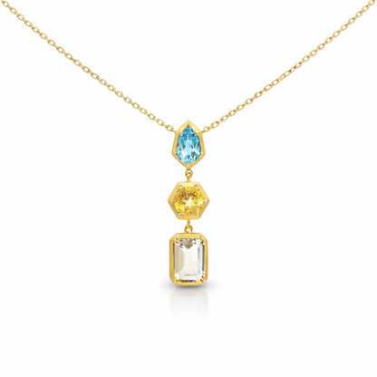 1.87CT Multi Color Pendant 14k Yellow Gold
