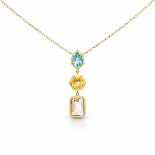 1.87CT Multi Color Pendant 14k Yellow Gold