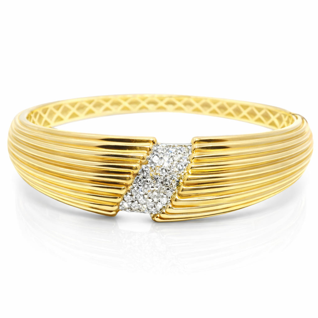 1.30CT Diamond Bangle 14k Yellow Gold