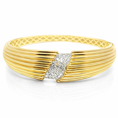 1.30CT Diamond Bangle 14k Yellow Gold