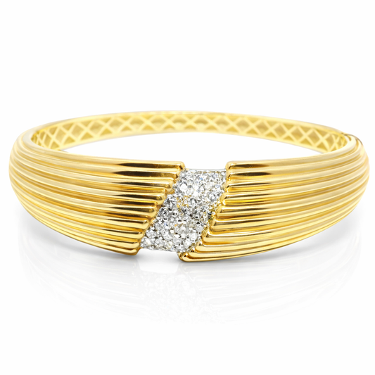 1.30CT Diamond Bangle 14k Yellow Gold