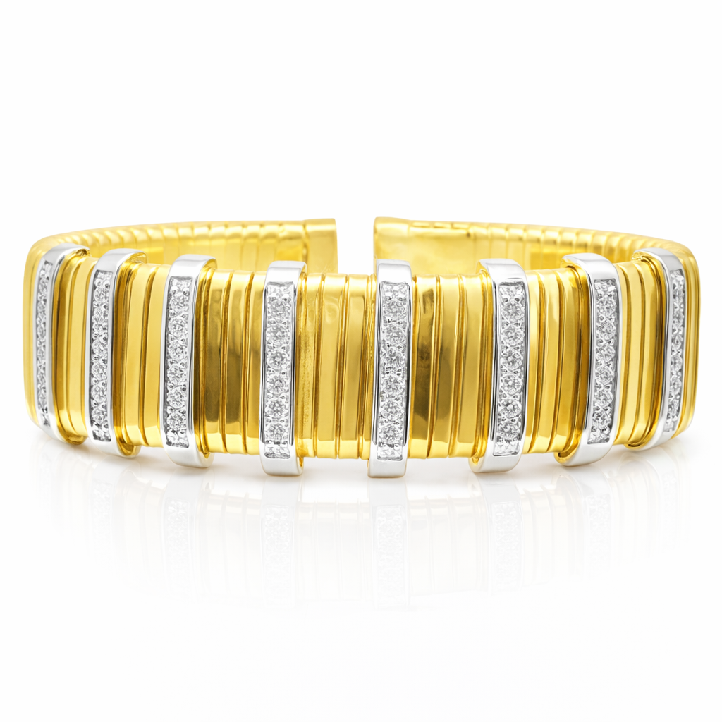 0.76CT Diamond Bangle 14k Yellow Gold