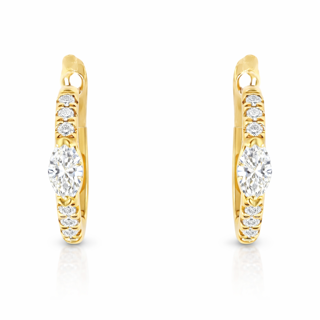 0.46CT Diamond Hoop 18k Yellow Gold Earring