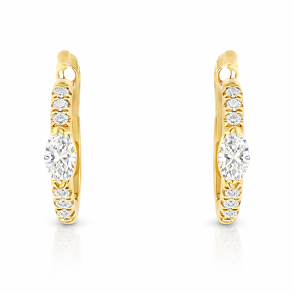 0.46CT Diamond Hoop 18k Yellow Gold Earring