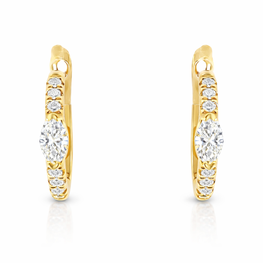 0.46CT Diamond Hoop 18k Yellow Gold Earring