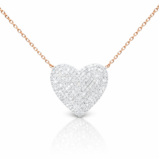 0.66CT Heart Diamond Pendant 14k Rose Gold