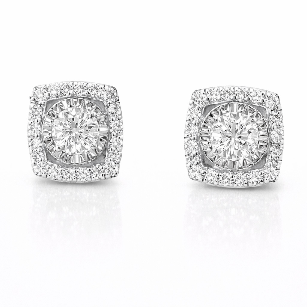 0.71CT Diamond 14k White Gold Stud Earrings