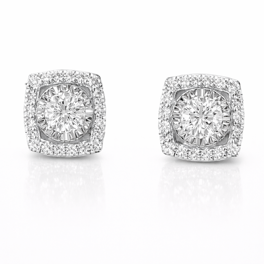 0.71CT Diamond 14k White Gold Stud Earrings