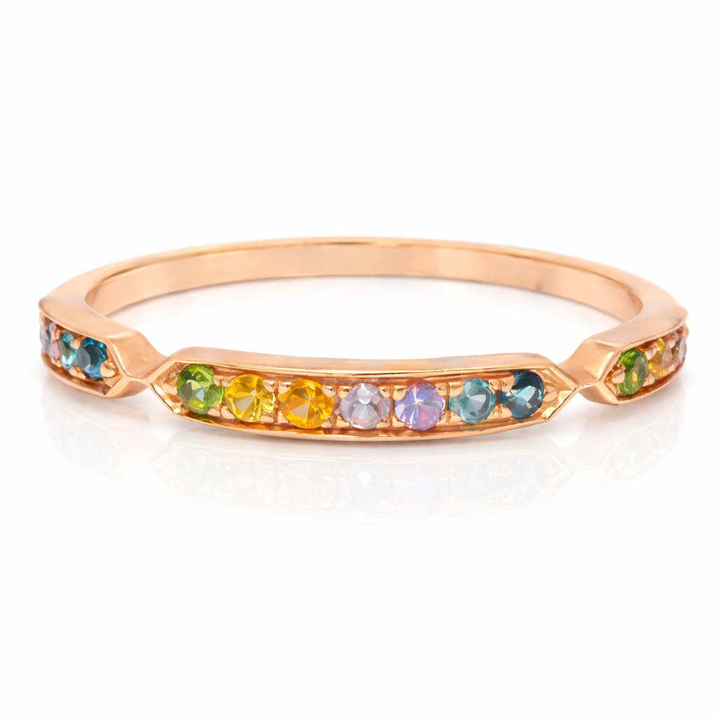 0.25CT Mixed Sapphire Ring 14k Rose Gold