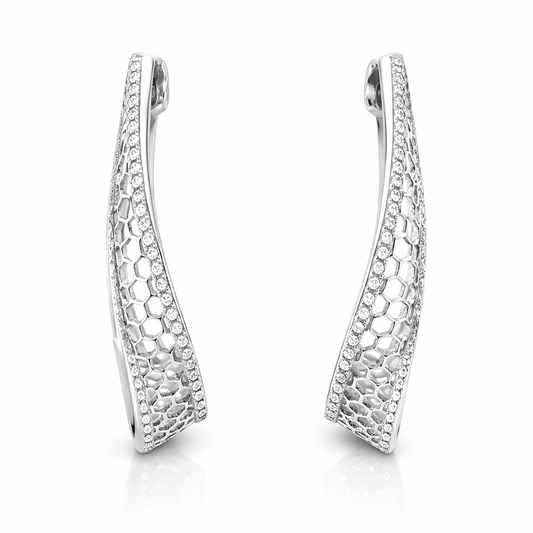 0.78CT Diamond HOOP 14k White Gold Earring