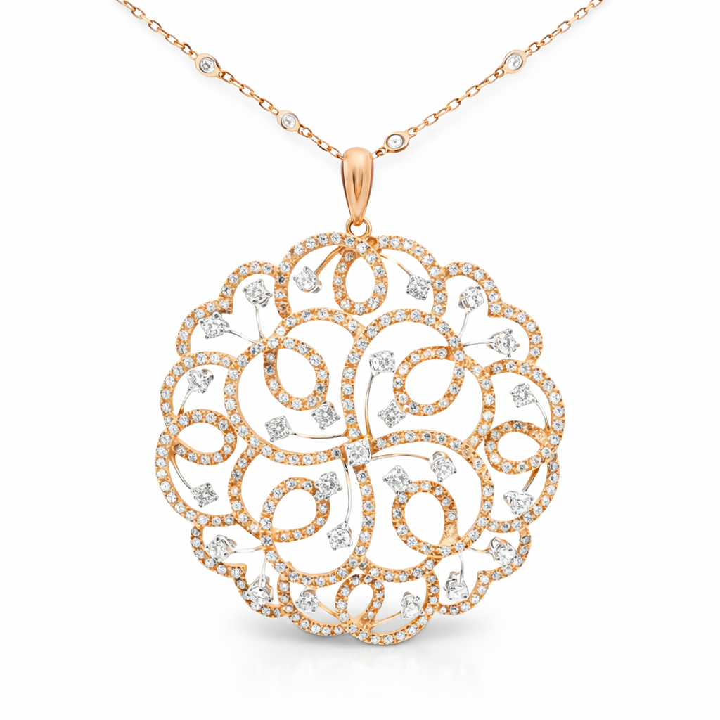 4.35CT Diamond Pendant 14k Rose Gold