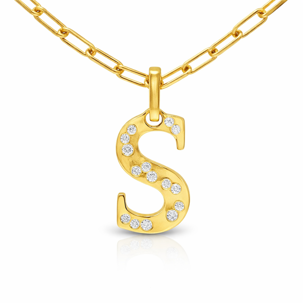 0.15CT Diamond S Letter Pendant 18k Yellow Gold