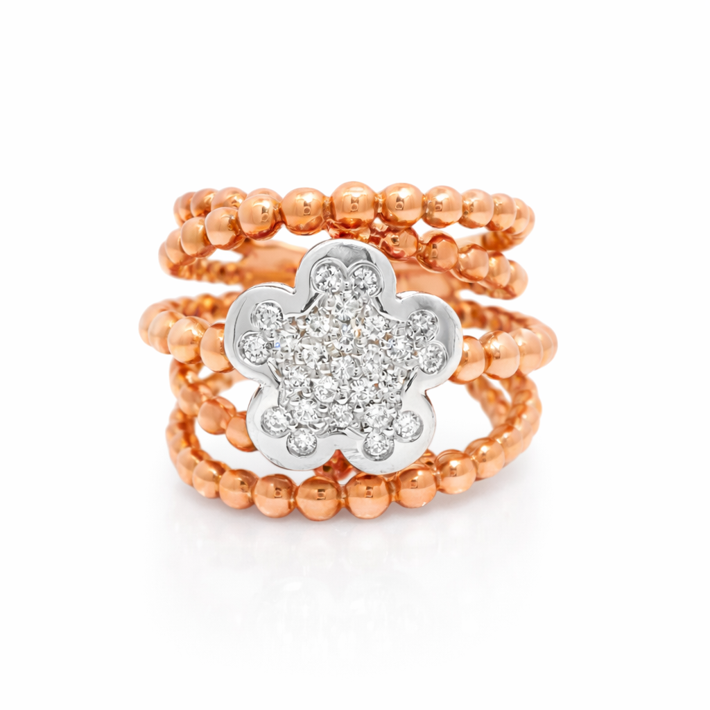 0.33CT Diamond Flower Ring 14K Gold