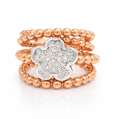 0.33CT Diamond Flower Ring 14K Gold
