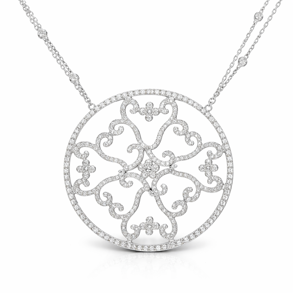 3.55CT Diamond Pendant 14k White Gold