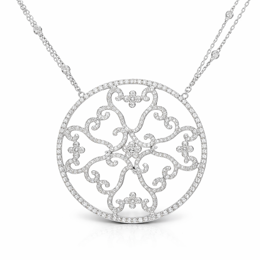 3.55CT Diamond Pendant 14k White Gold