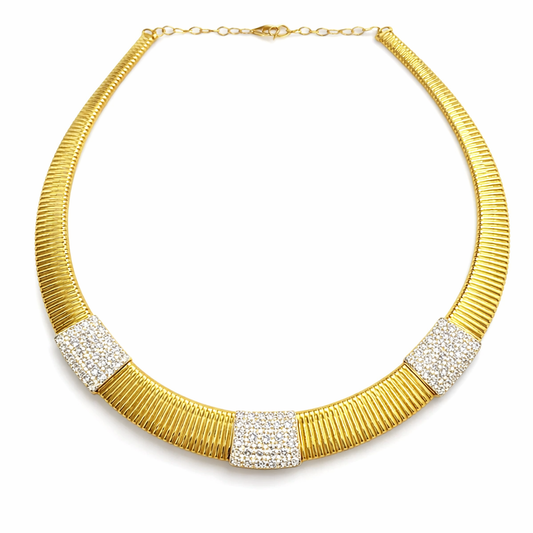 4.29Ct Diamond & Plain 14k Yellow Gold Necklace