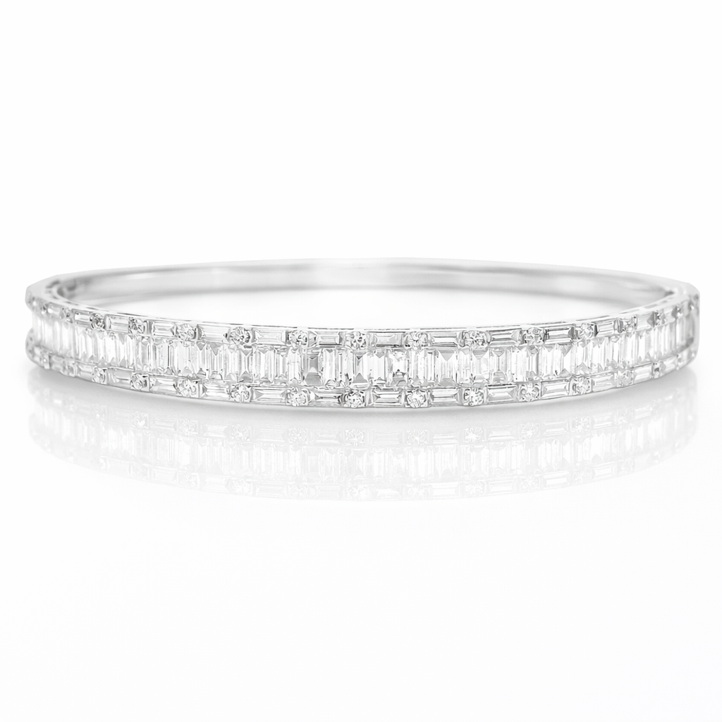 3.17CT Diamond Bangle 18k White Gold