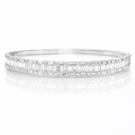 3.17CT Diamond Bangle 18k White Gold