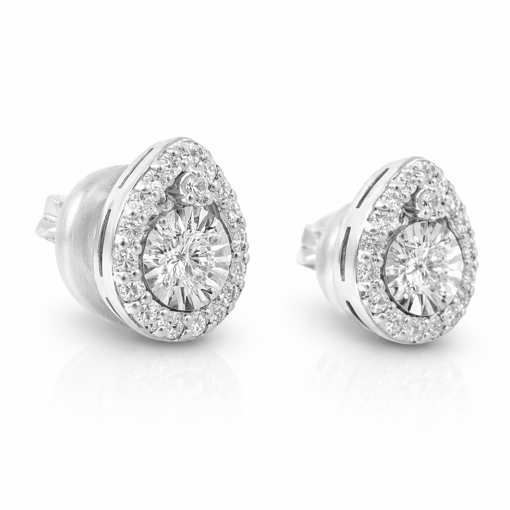 0.42CT Diamond  18k White Gold Earring