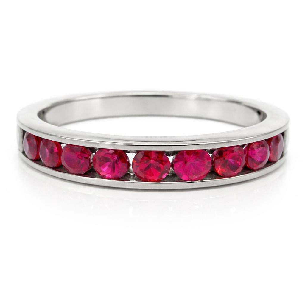 0.65Ct Ruby Ring 14k White Gold