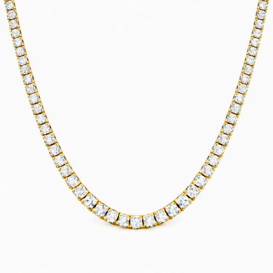 3.15CT Diamond 4 Prong Half Way Tennis 14k Yellow Gold Necklace