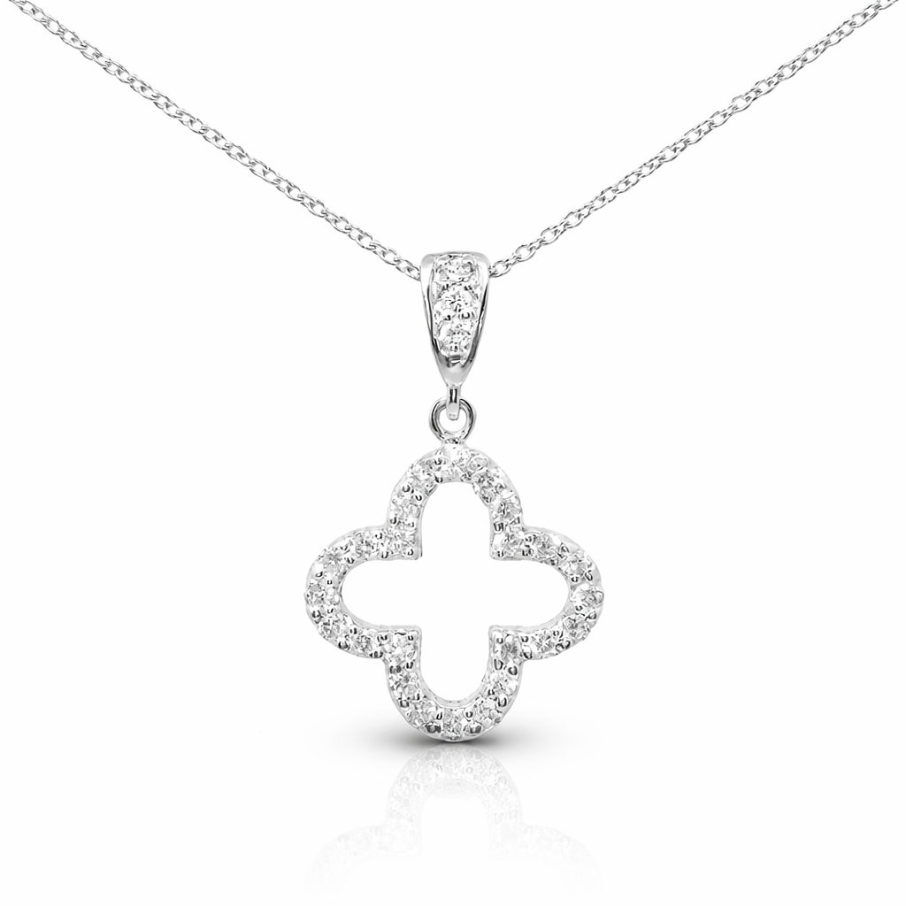 0.28CT Diamond Pendant 14k White Gold