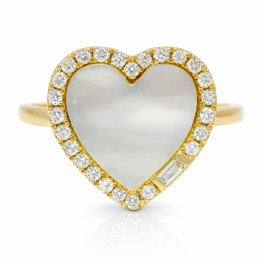 1.25CT Diamond Heart with Mother of Pearl 14K Yellow Gold