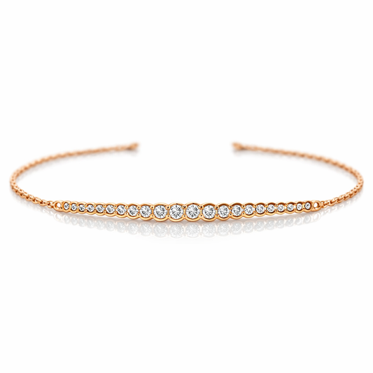 0.28CT Diamond Bar Zip Bracelet 14k Rose Gold