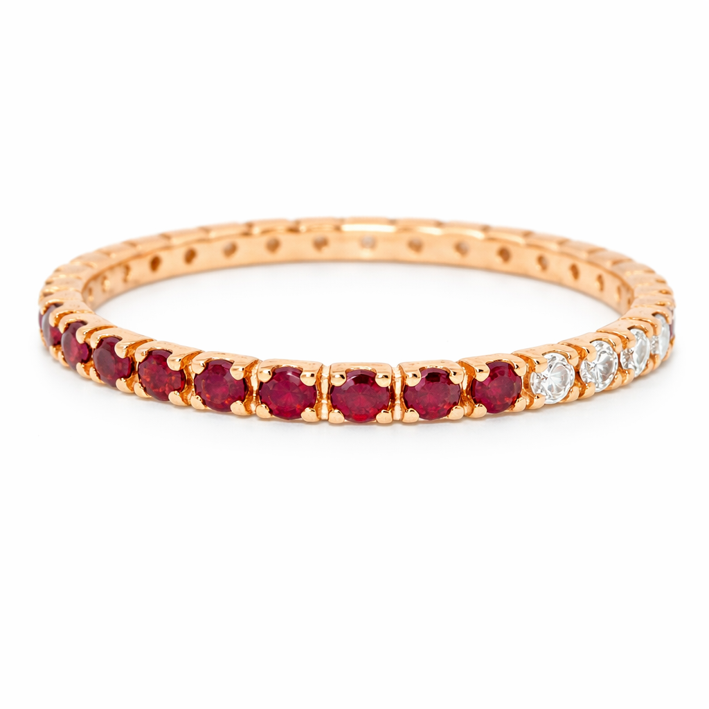 0.25CT Diamond 0.27CT Ruby Ring 18k Rose Gold