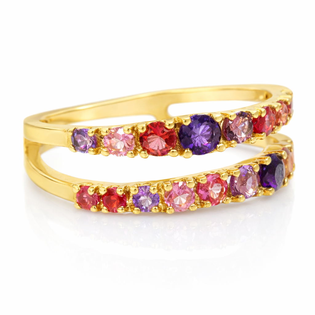 0.12CT Diamond & 0.32CT Amethyst Ring 14k Yellow Gold