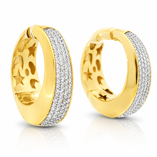 3.19CT Diamond Hoop 14k Yellow Gold Earring