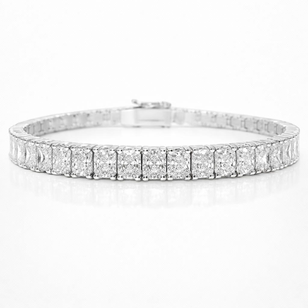 11.87CT Emerald Cut Lab Diamond Tennis Bracelet 14K White Gold