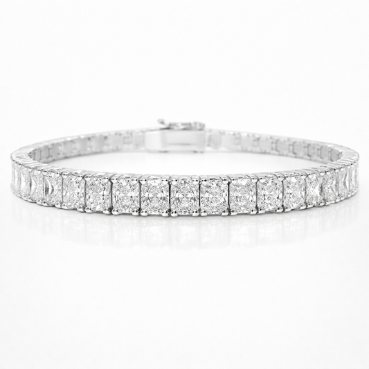 11.87CT Emerald Cut Lab Diamond Tennis Bracelet 14K White Gold