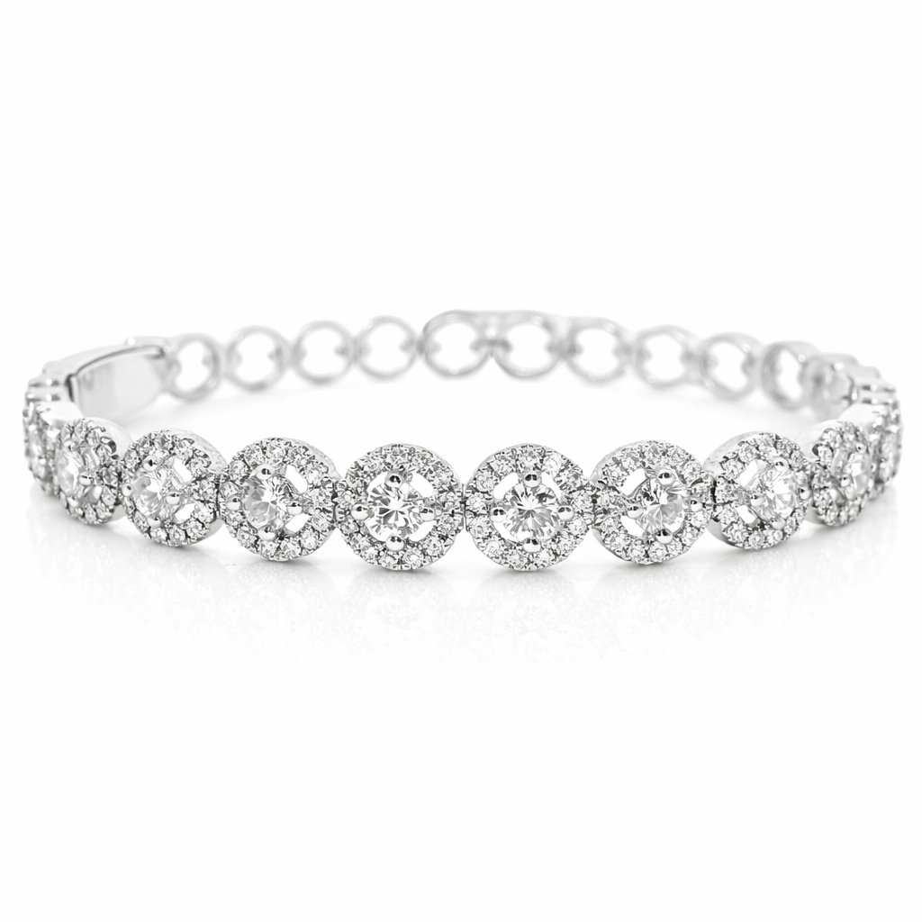 1.55CT Diamond Bangle 18k White Gold