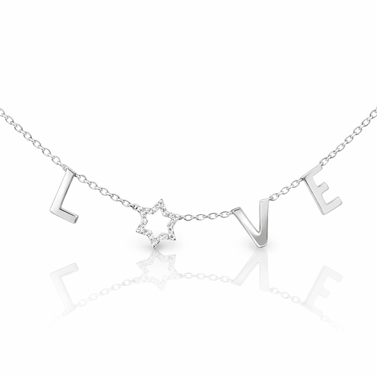 0.07CT Diamond Love Pendant 14k White Gold