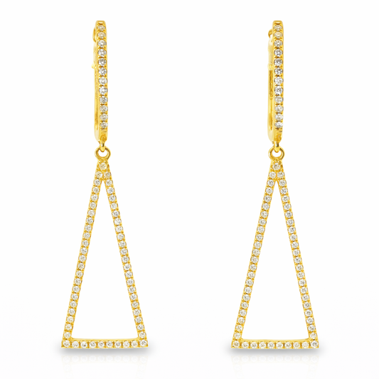0.42CT  Diamond  14k Yellow Gold Earring