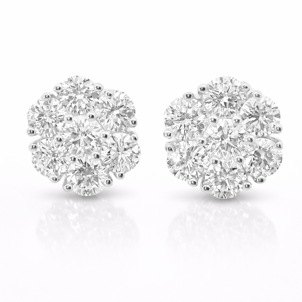 4.75ct Lab Diamond Flower Stud Earring 14k White Gold