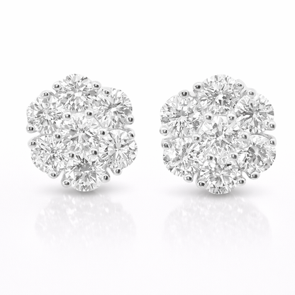 4.75ct Lab Diamond Flower Stud Earring 14k White Gold