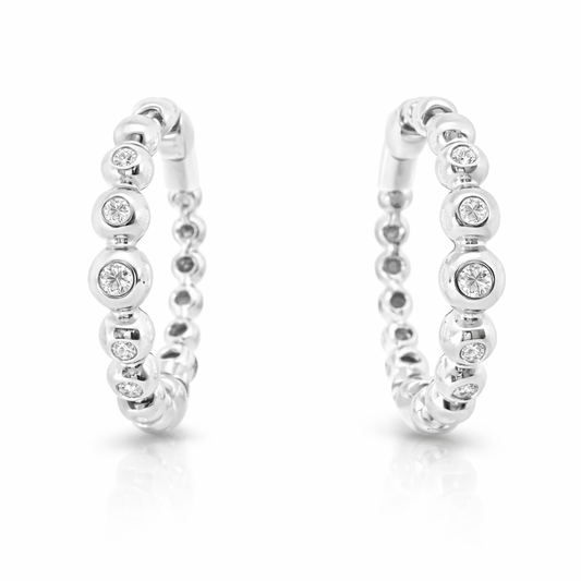 0.20CT Diamond Hoop Earrings 18k White Gold