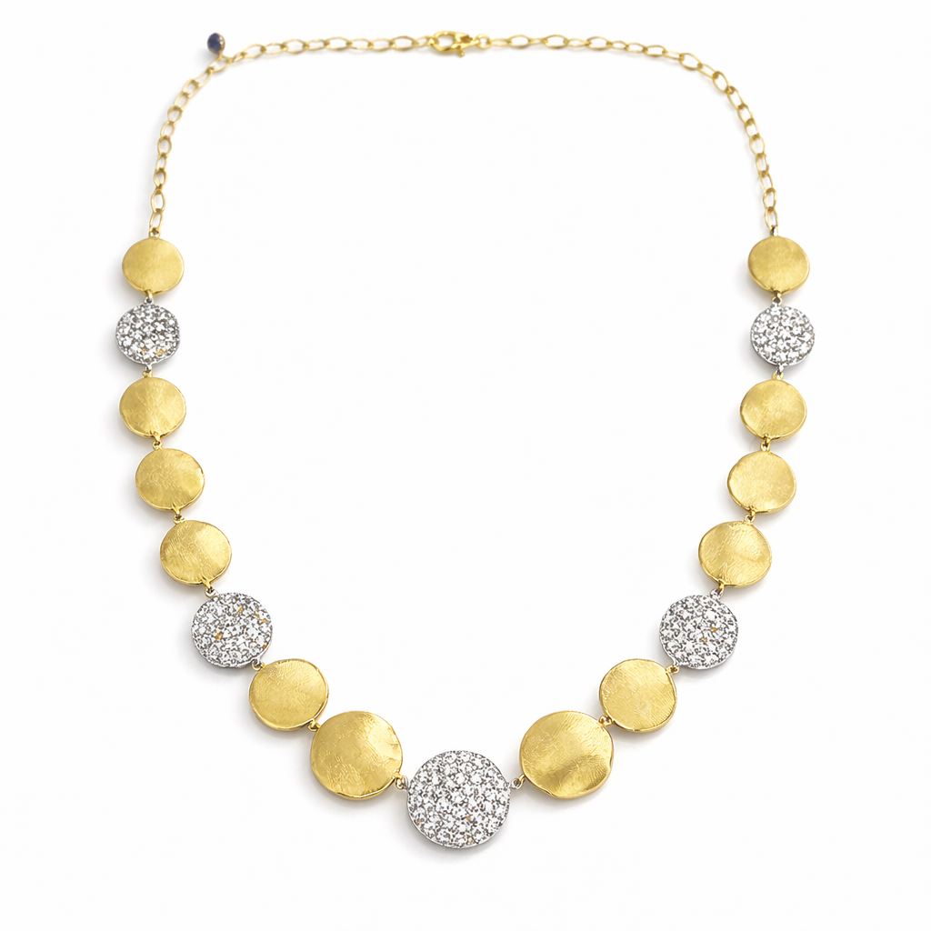 3.09CT Diamond Disc Fashion Necklace 14k Yellow Gold