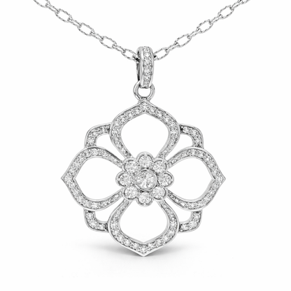 1.09CT Diamond Pendant 14k White Gold