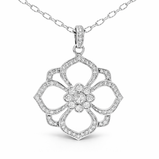 1.09CT Diamond Pendant 14k White Gold