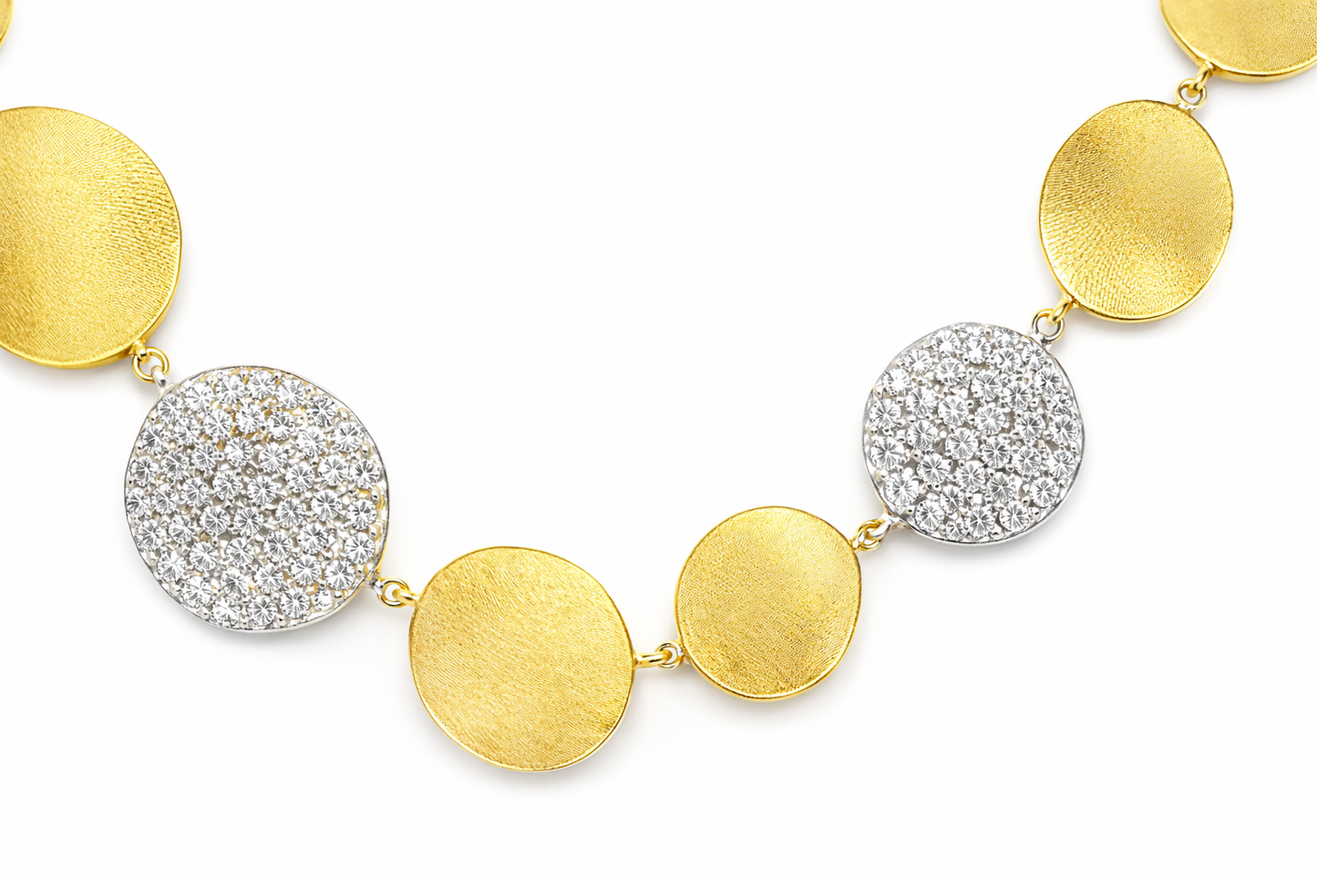 3.09CT Diamond Disc Fashion Necklace 14k Yellow Gold