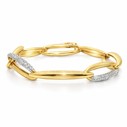 0.76CT Diamond  14k Yellow Gold Bracelet