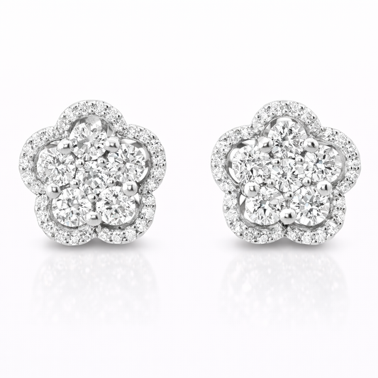 1.57CT Diamond 14k White Gold Earring